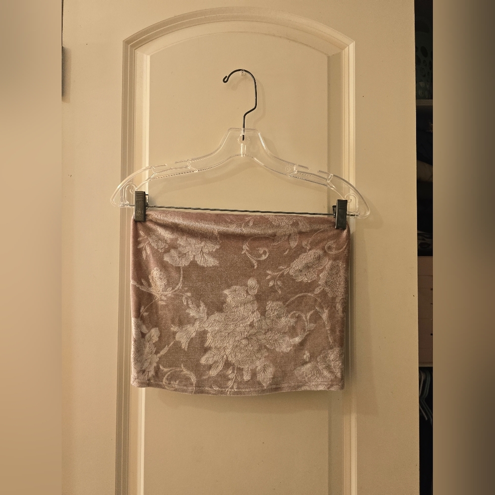 Urban Outfitters Tube Top Sz M dusty Pink Velvet